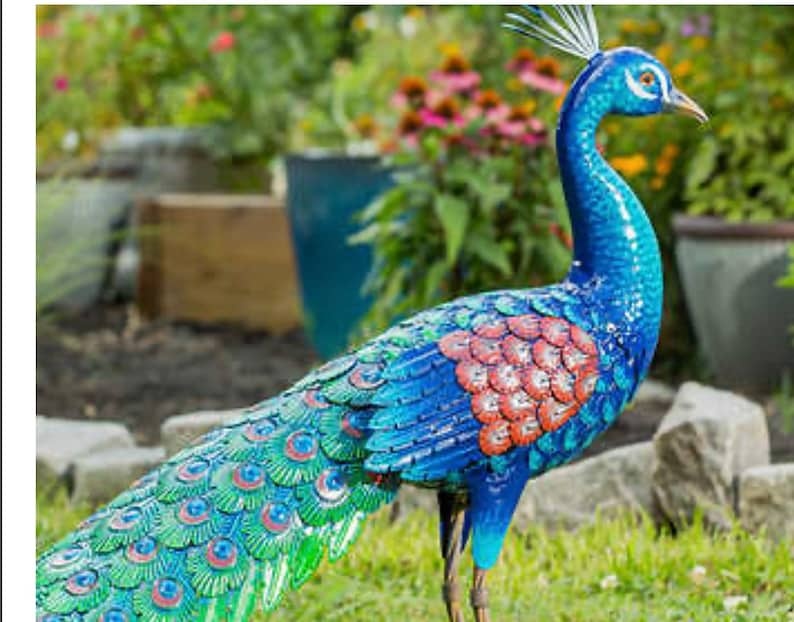 39 inch Metal Peacock