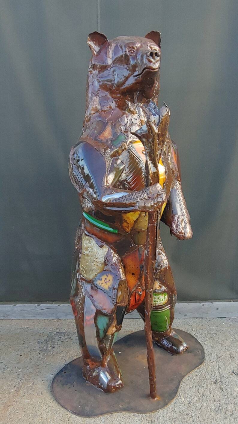 Large Outdoor Standing Metal Bear Sculpture