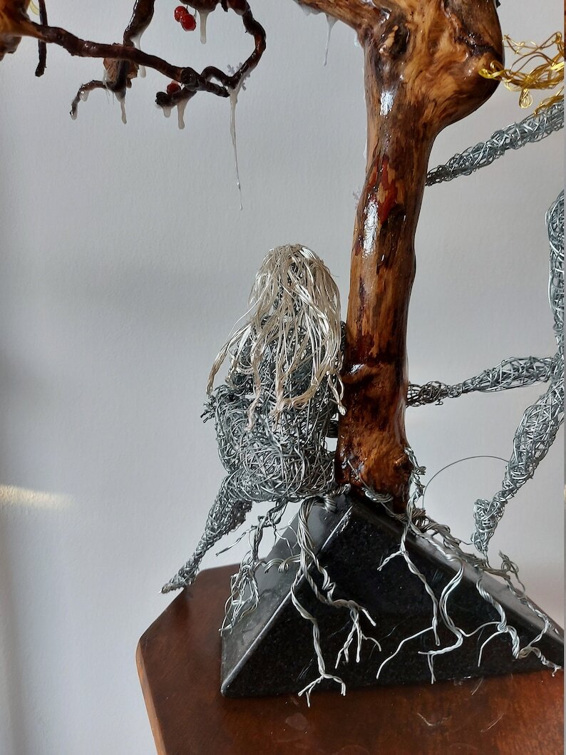 Four Seasons sculpture, Spring Summer Fall Winter, Fantasy wire fairy, Earth reborn, Metal home decor, Mixed media statue