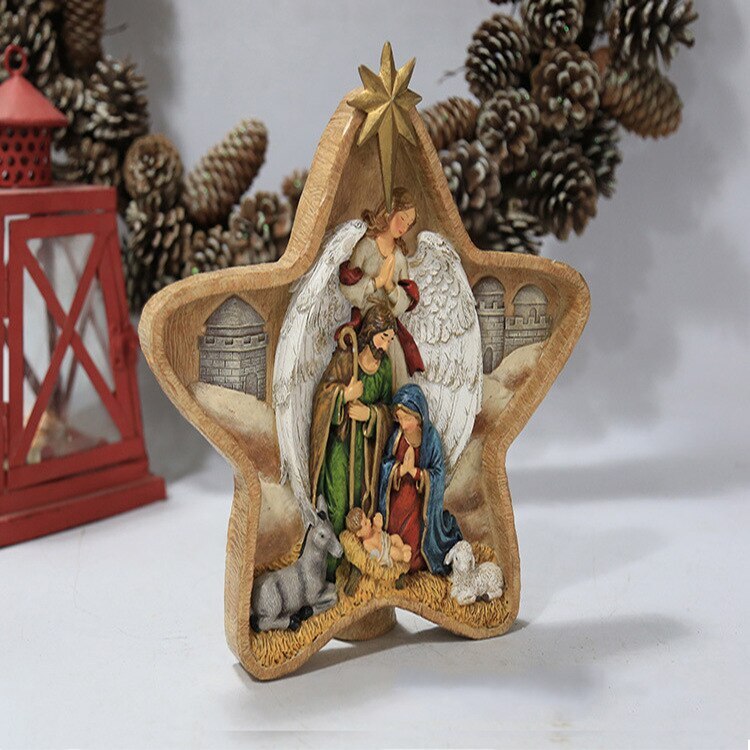 Blessed Virgin Mary Holding Holy Child Statue Decoration Catholic Religious Nativity Interior Decoration Resin Craft Jesus Born