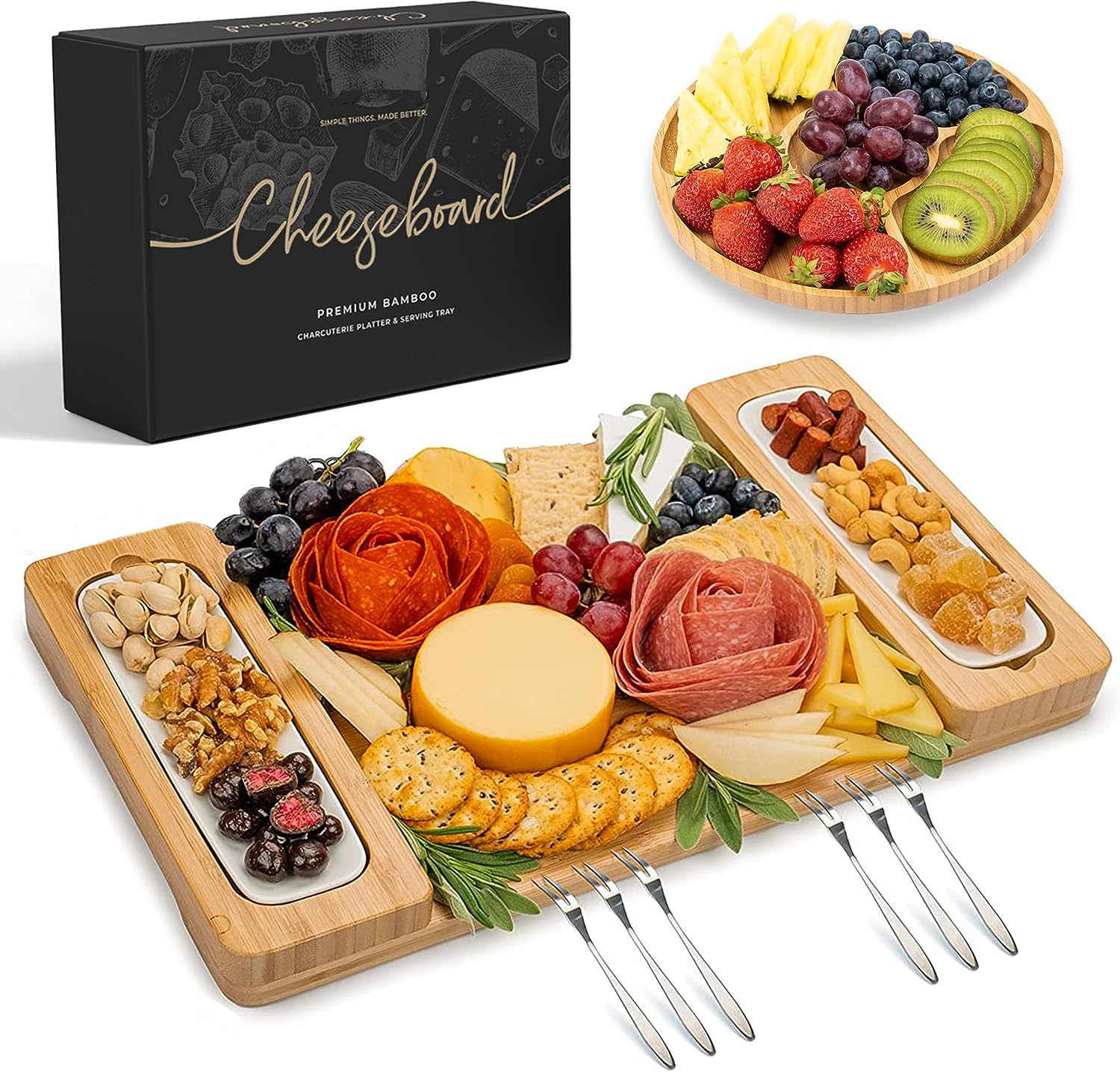 Bamboo Cheese Board Set - Pinfolia