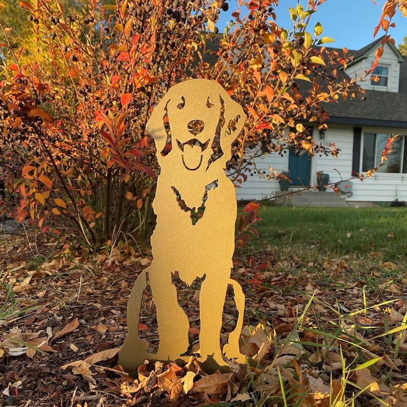 Special Edition *Gold* Golden Retriever Metal Dog Silhouette | Yard Art | Garden Décor | Pet Memorial | Spring Garden Gift | My Metal Rescue