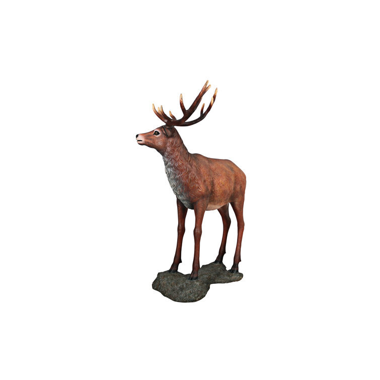 Grand-Scale Red Deer Buck Statue with Base