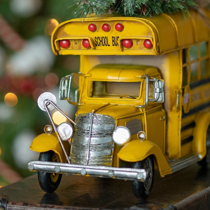 Vintage Style Small Conversion School Bus with Tree