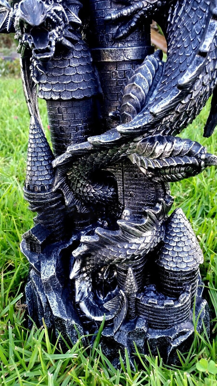 Solar Dragon Statue Dragon Castle Solar Light Figurine Dragon Castle Gothic