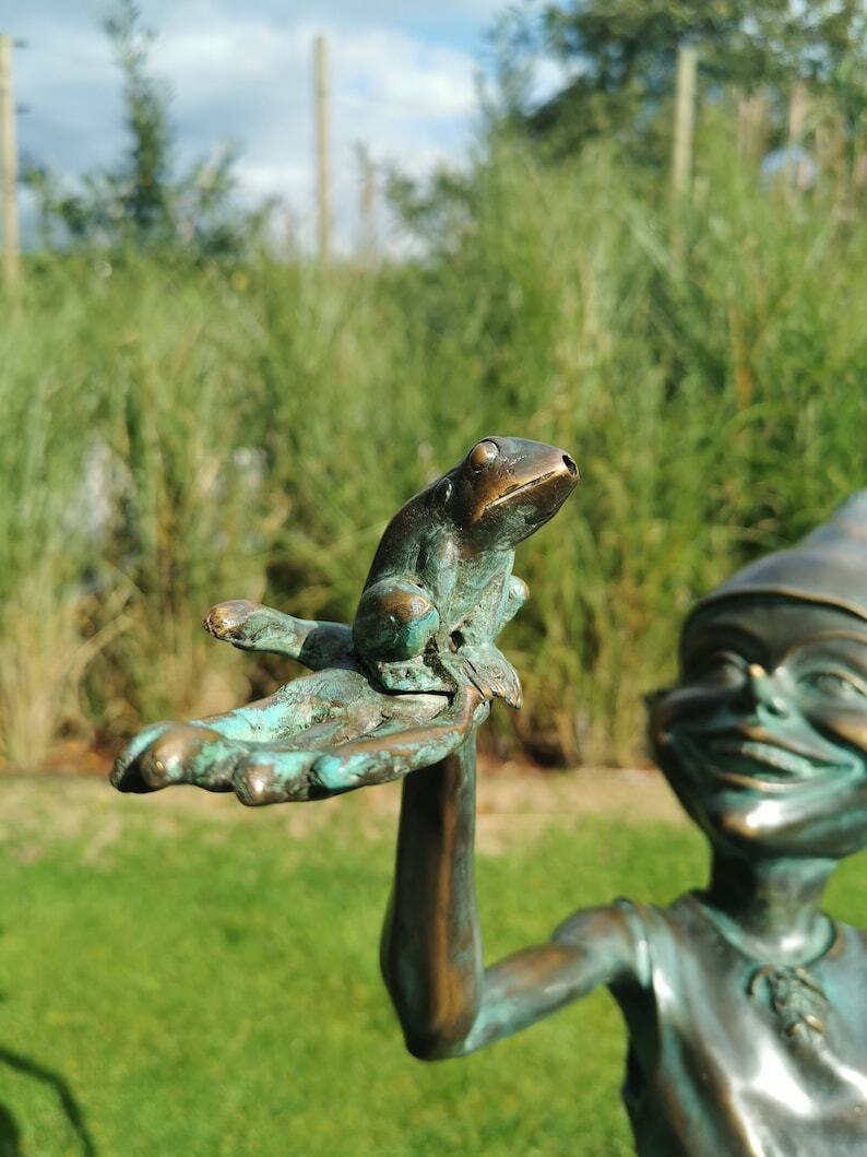 Extra large garden pixie - Bronze fountain - Bronze garden gnome
