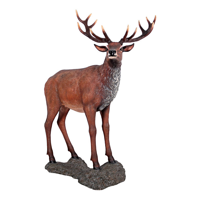 Grand-Scale Red Deer Buck Statue with Base