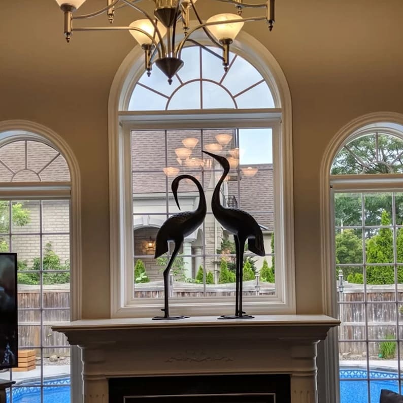 Cranes Statue, Set 2 Piece Cranes Statue for Garden, Metal Cranes Statue, Sandhill Cranes Statue, Weather Resistant Statue