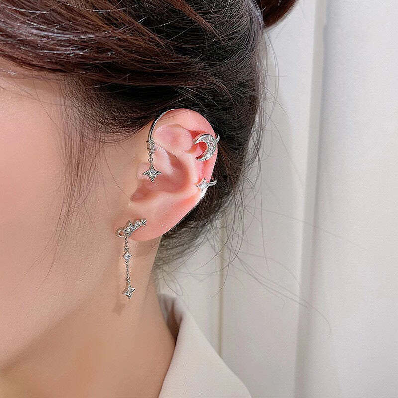 Moon Star Ear Cuff Earrings