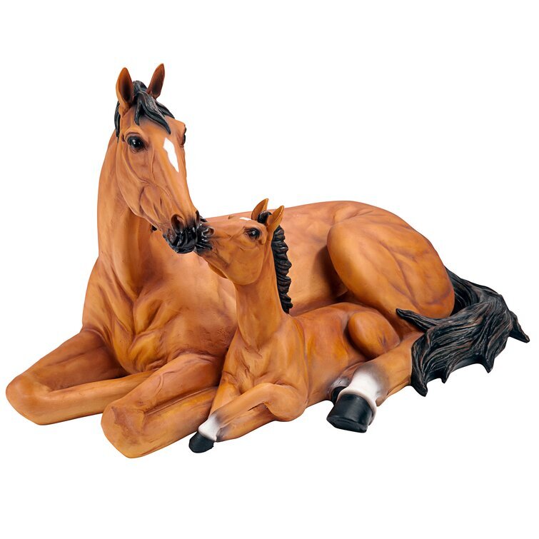 Motherly Love Pony Foal and Mare Horse Statue