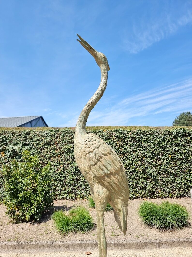 Bronze Heron - Bronze Crane - Bronze Fountain - Bronze Bird -  Garden and Pond Sculptures