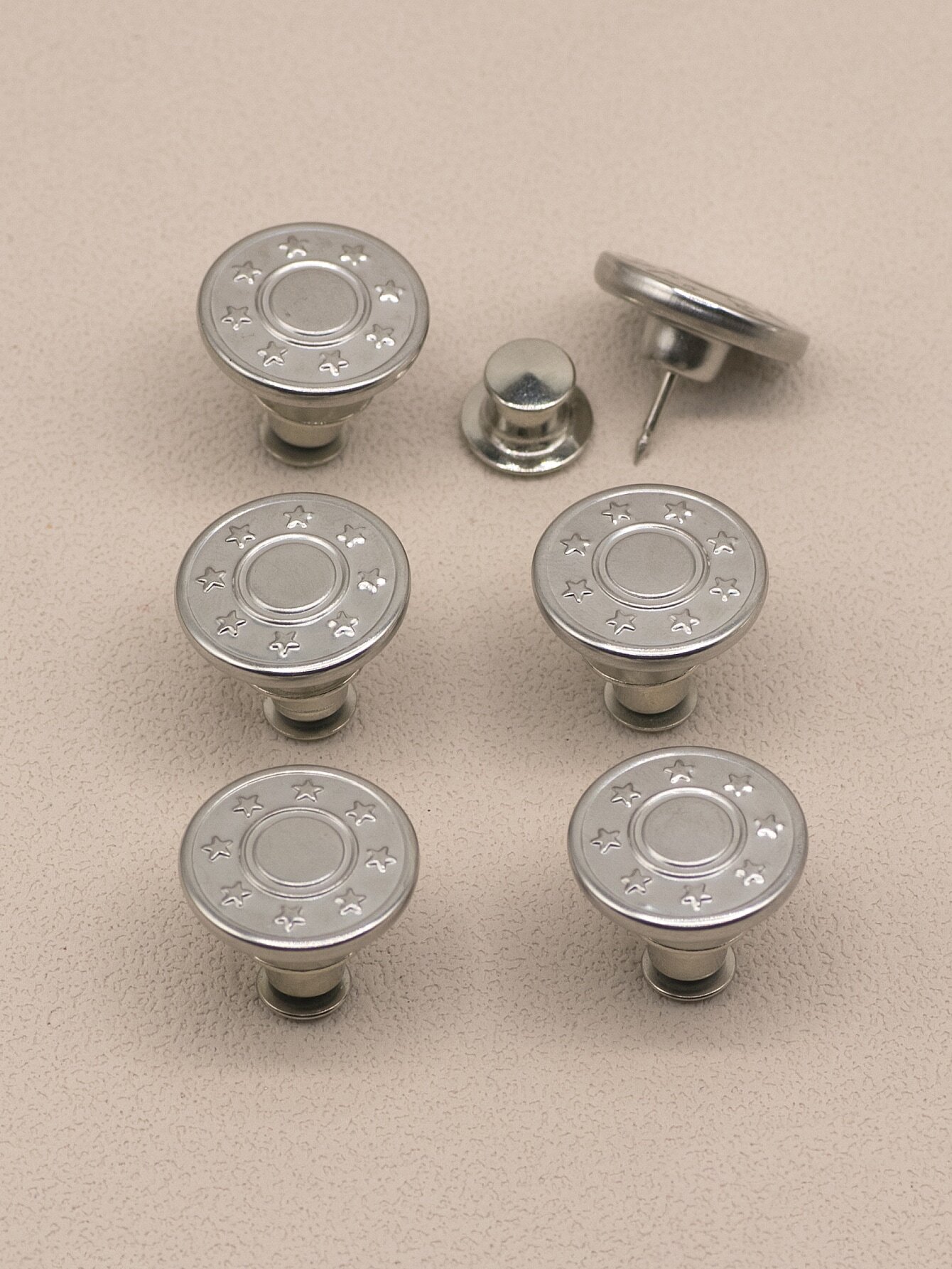 6 pcs Jeans Buttons Replacement 17mm No Sewing Metal Button Repair Kit Nailless Removable Jean Buttons Replacement Combo