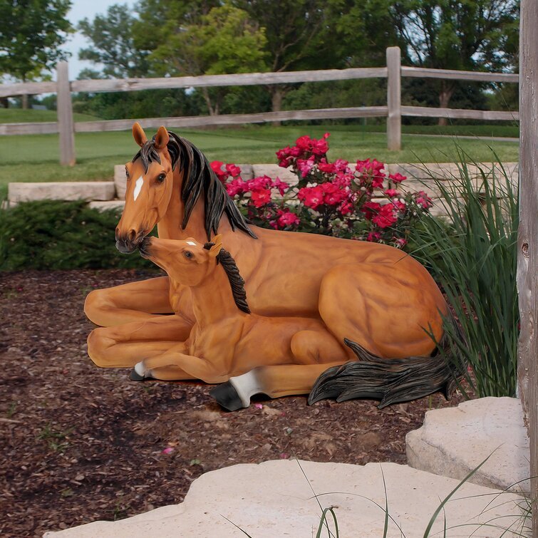 Motherly Love Pony Foal and Mare Horse Statue