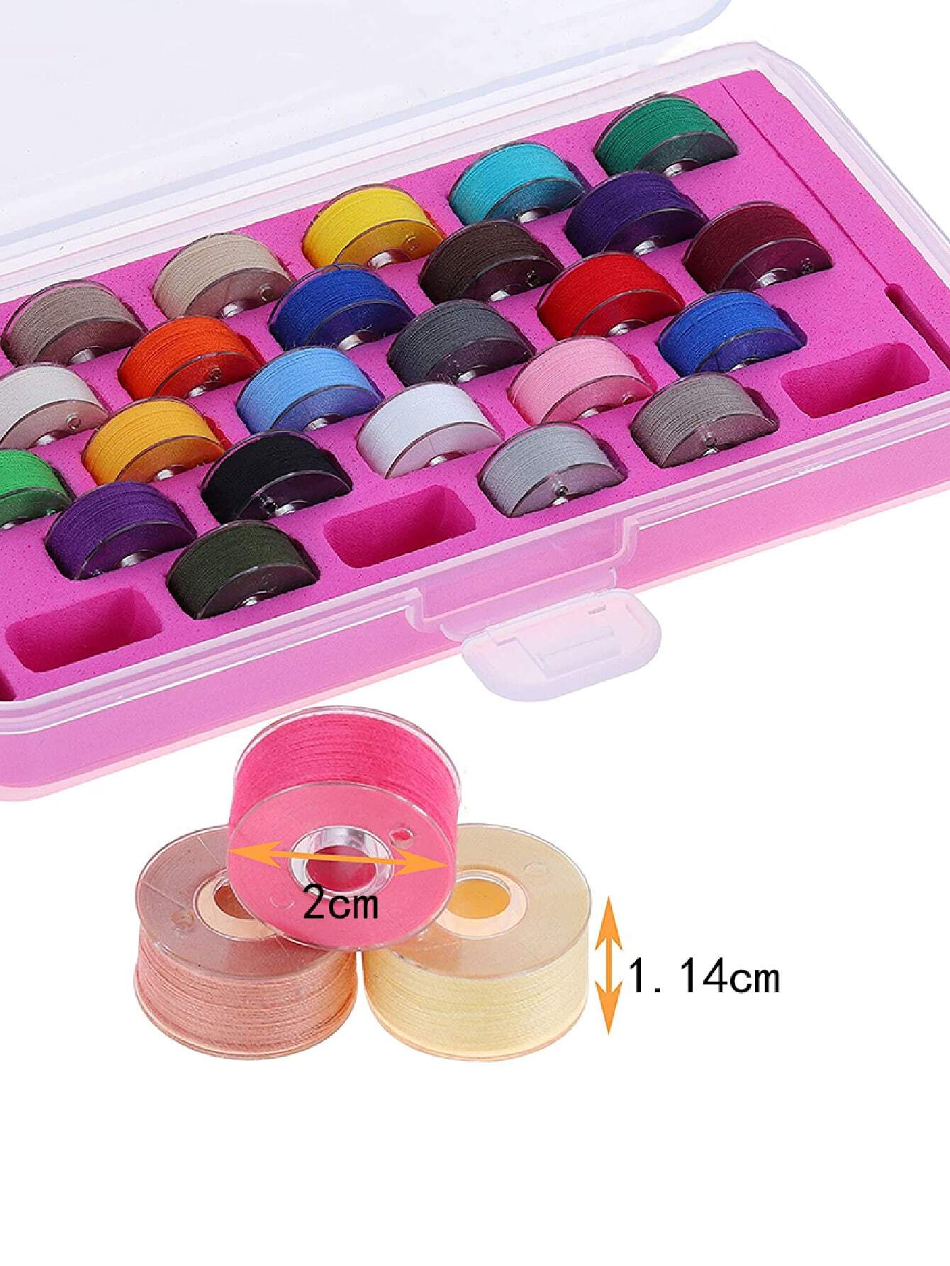 28pcs Random Color Thread & 1pc Storage Box, Simple Plastic Sewing Tool Set For Household