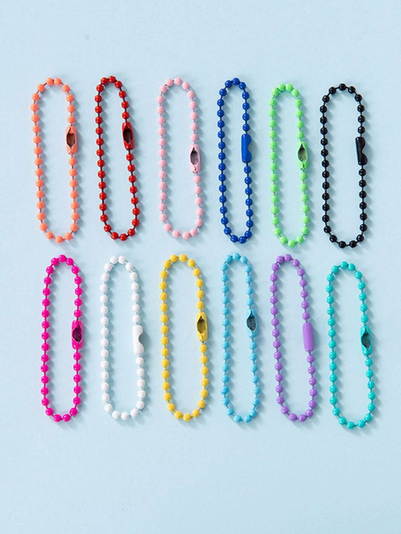 50pcs Random Color Ball Beaded Chain, Colorful Zipper Pull For Clothing