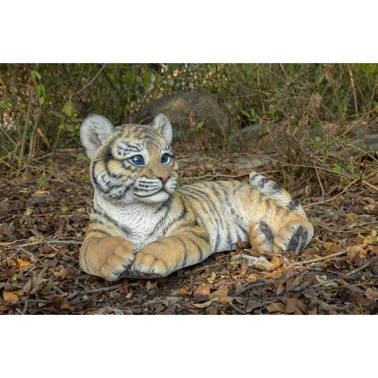 Baby Tiger Cub Laying Down Statue