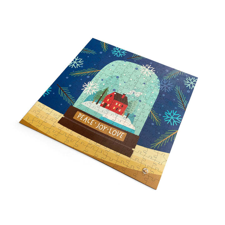 Modern Christmas Advent Calendar Pouch Kit | 250 Piece Wooden Jigsaw Puzzle